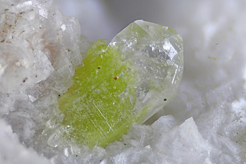 Mimetite with Mimetite with inclusions of Arsendescloizite. Detail Mimetite with inclusions / Photo: Dr. Csar Menor-Salvn